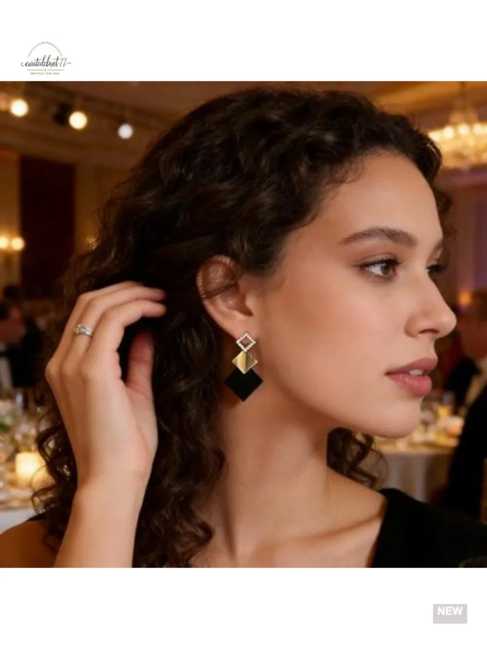 Geometric Square Dangle Earrings, Statement Minimalist Rhinestone Earrings,